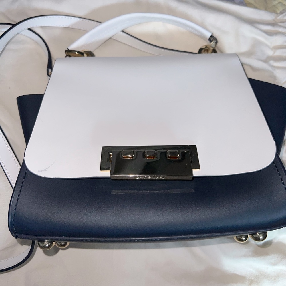 Zac Posen satchel- navy & white